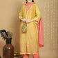 Jyoti Fashion Women's Yellow Chanderi Silk Elegant Jardoshi Semi Kurta with Trouser & Dupatta | Swadesiicart