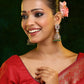 Ruby Raang Gold Polished Kundan Work Multi-Color Diamond And Stone Jhumka Earrings | Swadesiicart