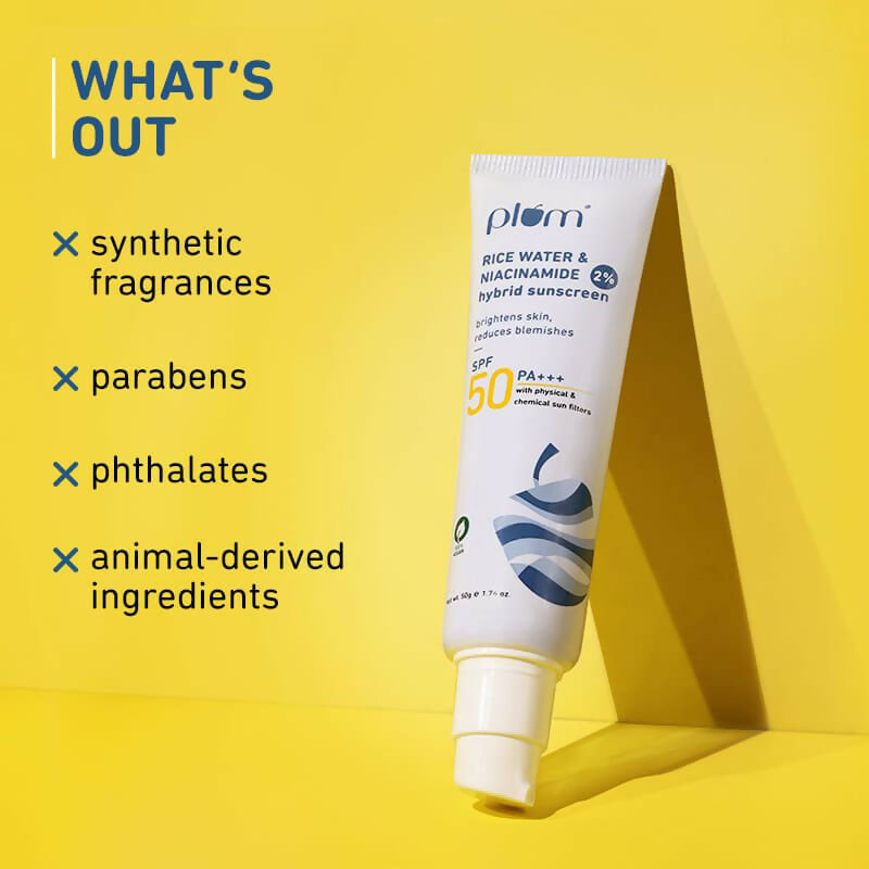 Plum 2% Niacinamide Sunscreen SPF 50 PA+++ UVA/B - Reduces Tan, No White Cast, Dermat Tested - Swadesiicart