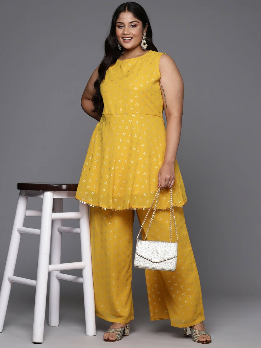 Ahalyaa Women's Traditional Wear Co-ords - Mustard - Swadesiicart