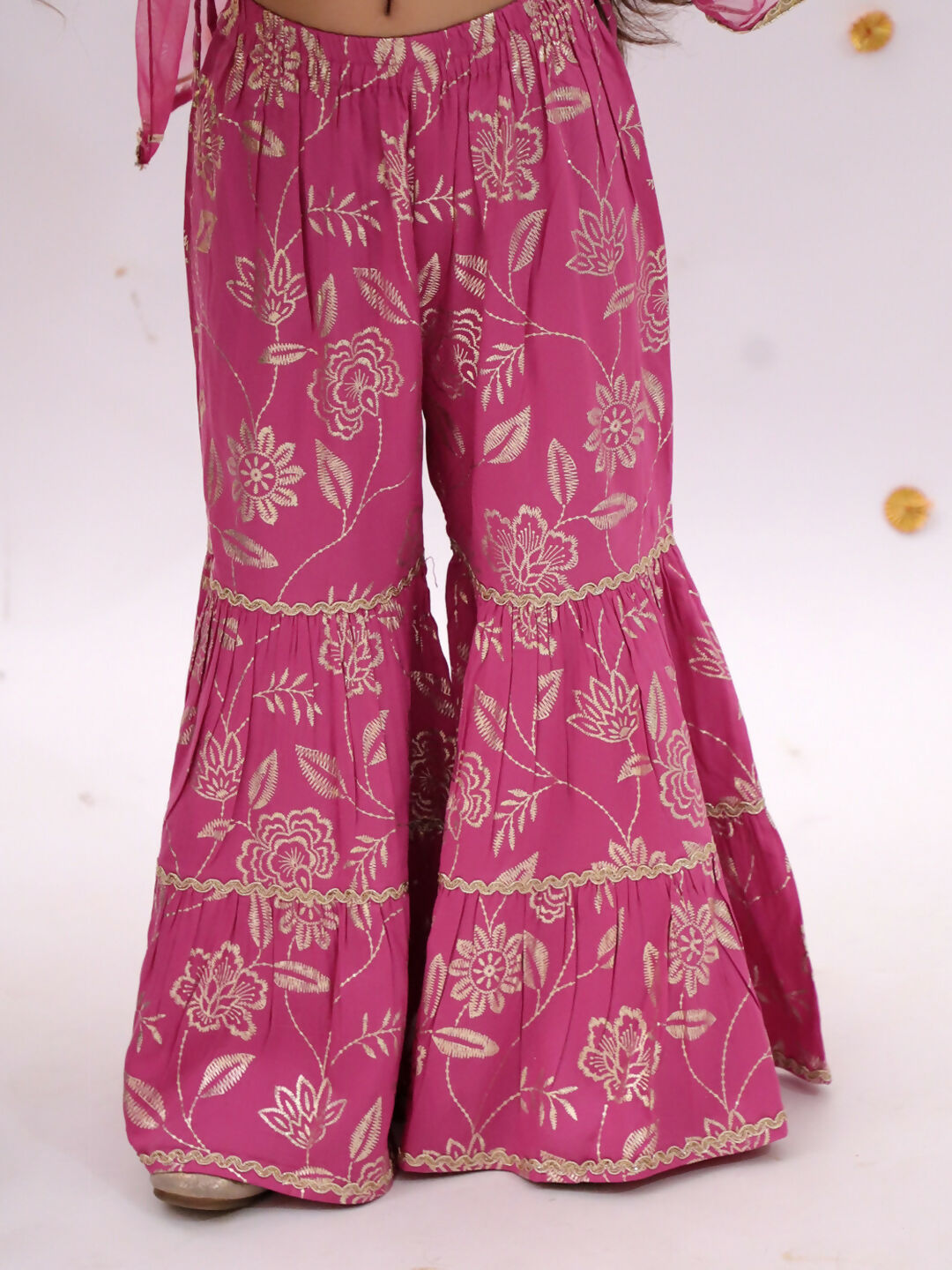 Lil Drama Khilkhilahat Pink Kurta Sharara With Dupatta Set For Girls | Swadesiicart