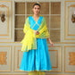 Pomcha Jaipur Blue Saadgi Blue Mirror Work Anarkali Set | Swadesiicart