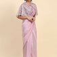 Light Lavendar Satin Solid Ready to wear Saree with stitched Blouse - Vanita | Swadesiicart
