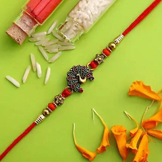 Beautiful Peacock Ethnic Rakhi & Soan Papdi | Swadesiicart