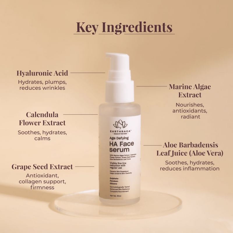 Earthraga Age Defying HA Face Serum | Swadesiicart