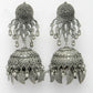 NVR Women's Silver-Plated Oxidised Artificial Stones Dome Shaped Jhumka Earrings | Swadesiicart
