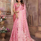 Aastha Fashion Pink Soft Organza Silk Weaving Saree