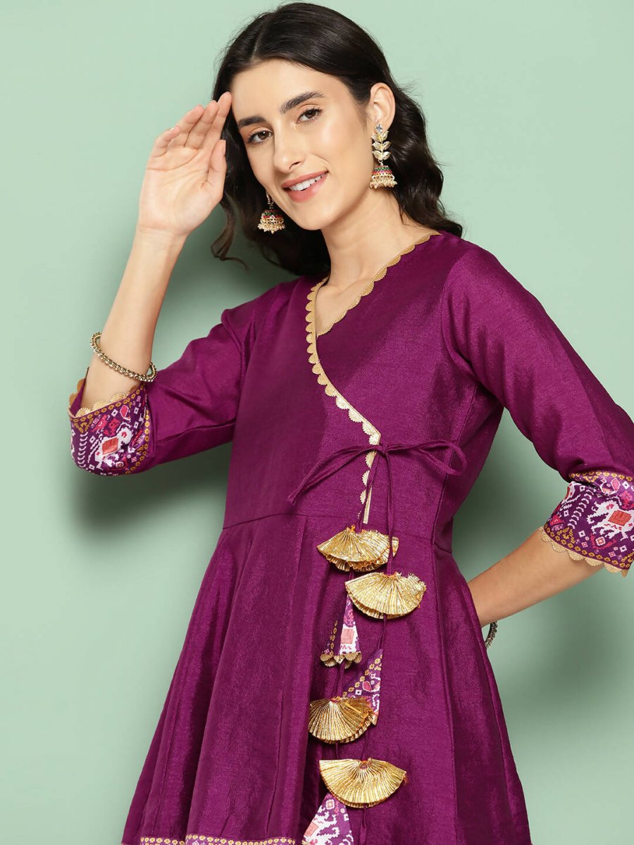 Ahalyaa Women's Traditional wear Tunic - Purple | Swadesiicart