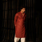Berry Red Viscose Chikankari Embroidery Work Men's Kurta Set - Mahotsav | Swadesiicart
