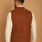 Even Apparels Pure Wool Nehru Jacket - Brown | Swadesiicart