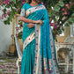 Vishnu Weaves Women's Firozi Banarasi Silk Zari Woven Paithani Saree with Unstitched Blouse - Swadesiicart
