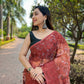 Vamsee Gunjan Red Organza Saree - Swadesiicart