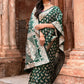 Joban Fashion Emerald Green Banarasi Katan Pure Handloom Banarasi Silk Saree | Swadesiicart