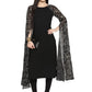Ahalyaa Women's Black Georgette Rubber Glitter Print Kurta | Swadesiicart