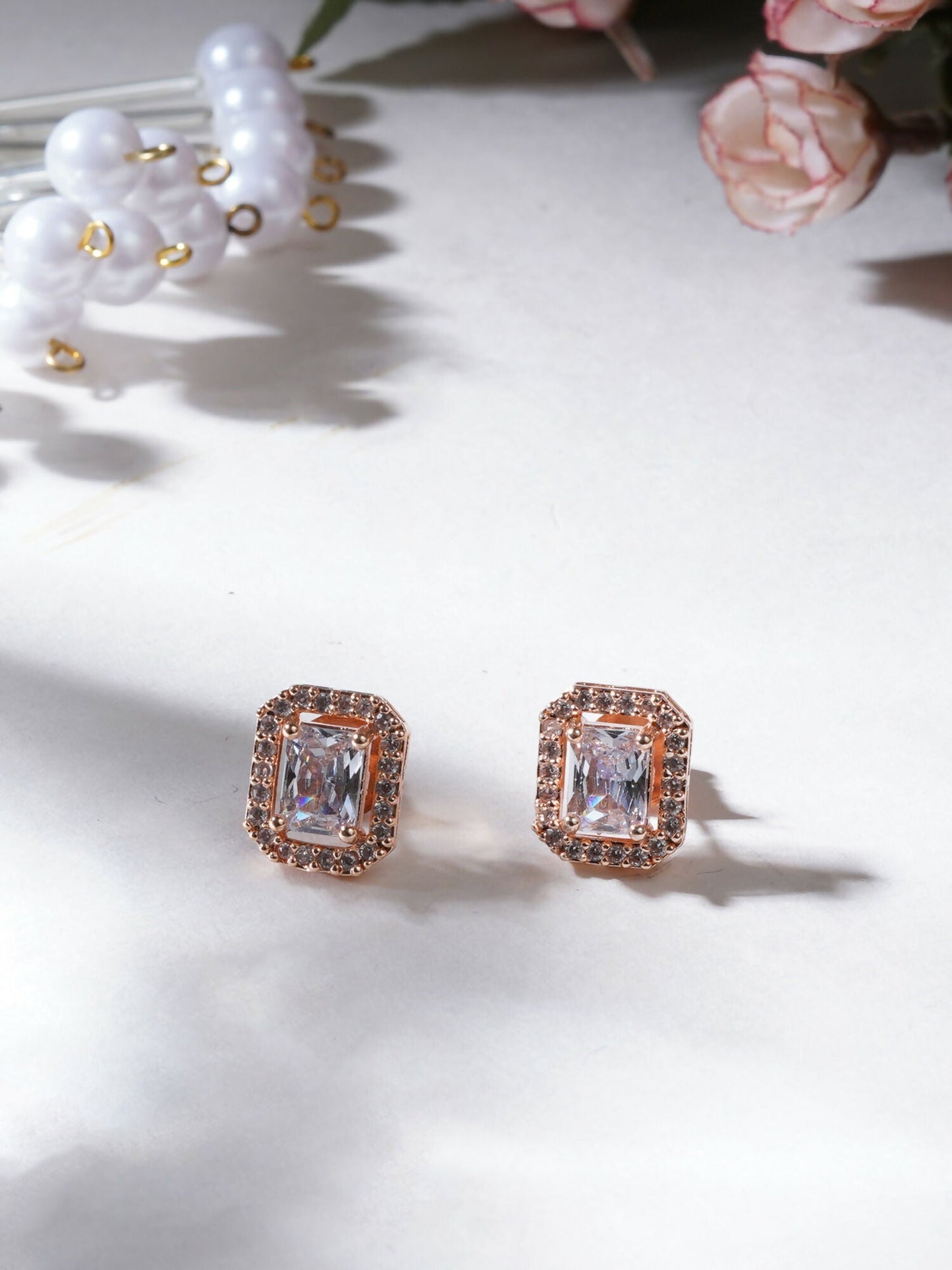 stone stud (Rose gold) - Ruby Raang - Swadesiicart