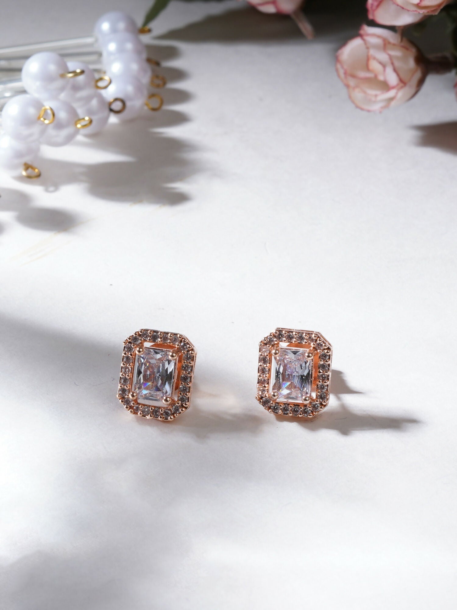 stone stud (Rose gold) - Ruby Raang - Swadesiicart