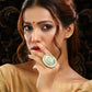 Ruby Raang Gold Polished Green Kundan And Stone Ring | Swadesiicart