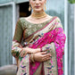 Vishnu Weaves Women's Pink Paithani Patola Silk Zari Woven Saree with Unstitched Blouse - Swadesiicart