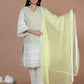 Miravan Women's Chikankari Embroidery Kurta And Palazzo With Dupatta | Swadesiicart