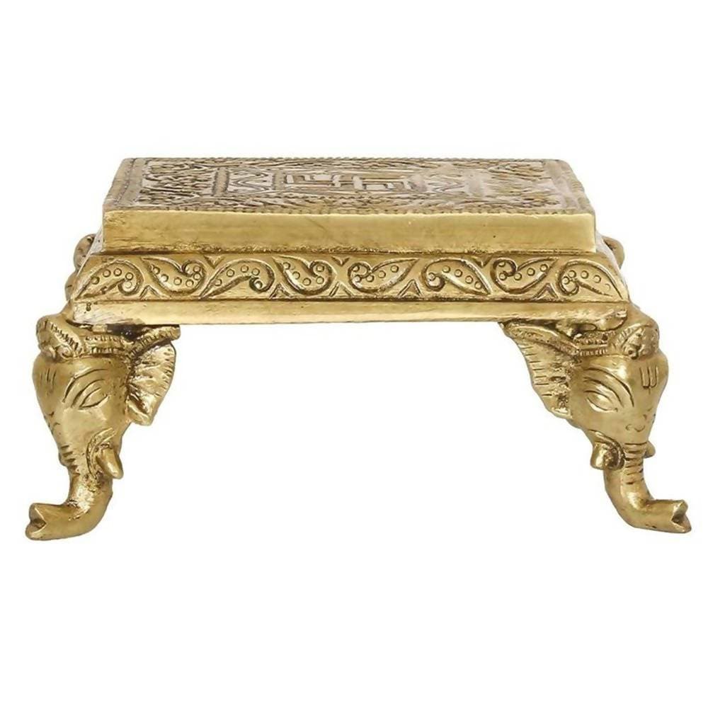 Puja N Pujari Elephant Design Brass Pooja Chowki | Swadesiicart
