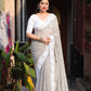 Grey Poly Georgette Ethnic Motifs Saree with Unstitched Blouse - Hiral Fashion | Swadesiicart
