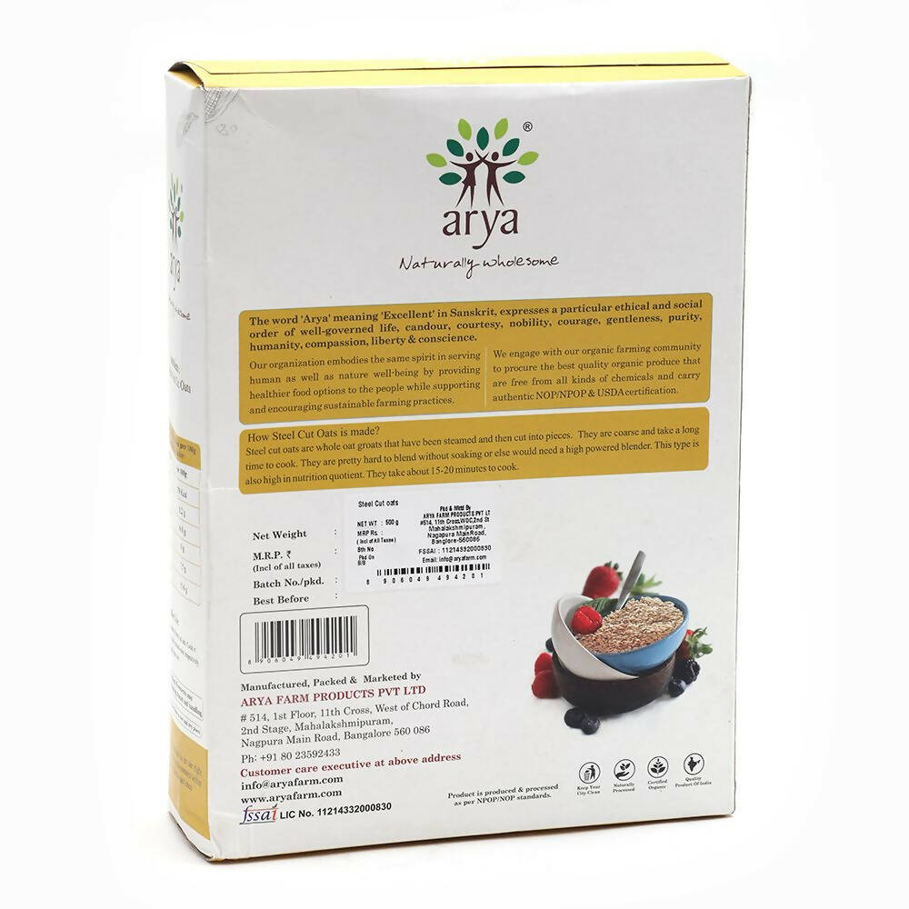 Arya Farm Organic Steel Cut Oats - Swadesiicart