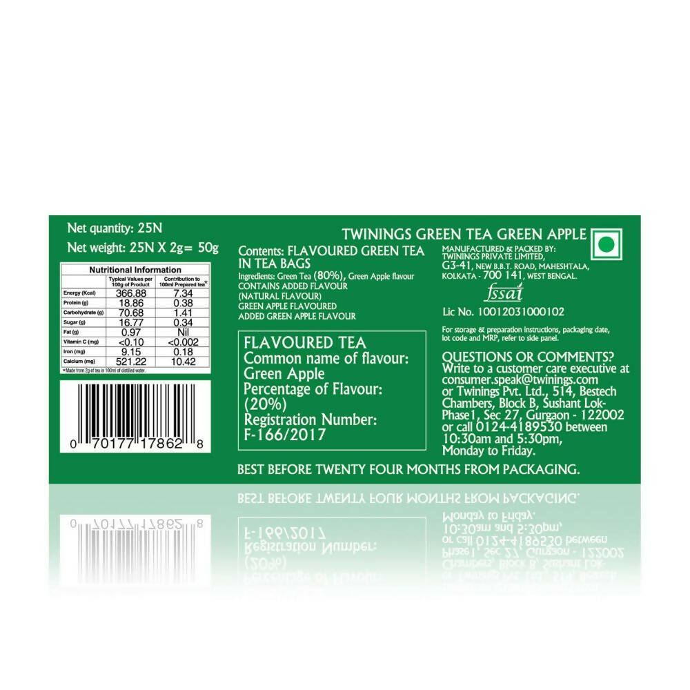 Twinings Green Tea Green Apple Teabags - Swadesiicart
