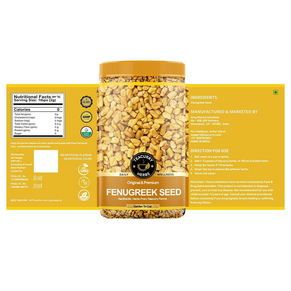 Teacurry Organic Fenugreek Seed (Methi Seeds) - Swadesiicart