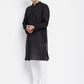 Even Apparels Pure Cotton Men's Kurta in Black Color With Band Collar | Swadesiicart