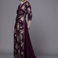 Ahalyaa Women Burgundy Floral Fit & Flare Maxi Ethnic Dress | Swadesiicart