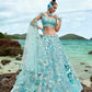 House of Panchhi Sky Blue Organza Sequins, Zarkan And Thread Embroidery Lehenga Choli & Dupatta | Swadesiicart