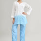 Joban Fashion Womens Cotton ChikanKari Sky Blue & White Cord set - Swadesiicart