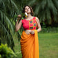 Amodini Designer Studio Women's Coral Chinon Lehriya Sleeveless Blouse