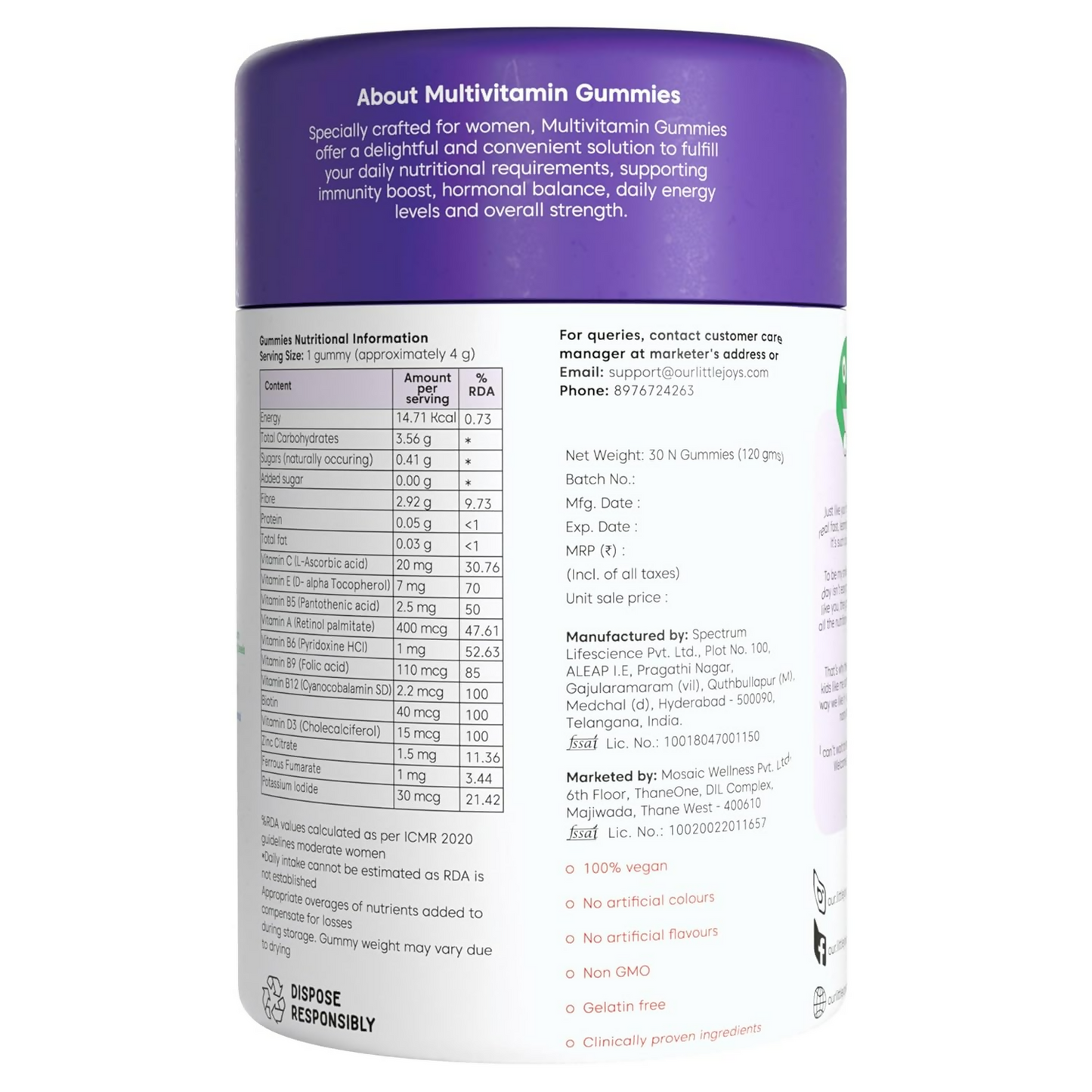 Little Joys Multivitamin Gummies For Mothers - Strawberry Flavor - Swadesiicart