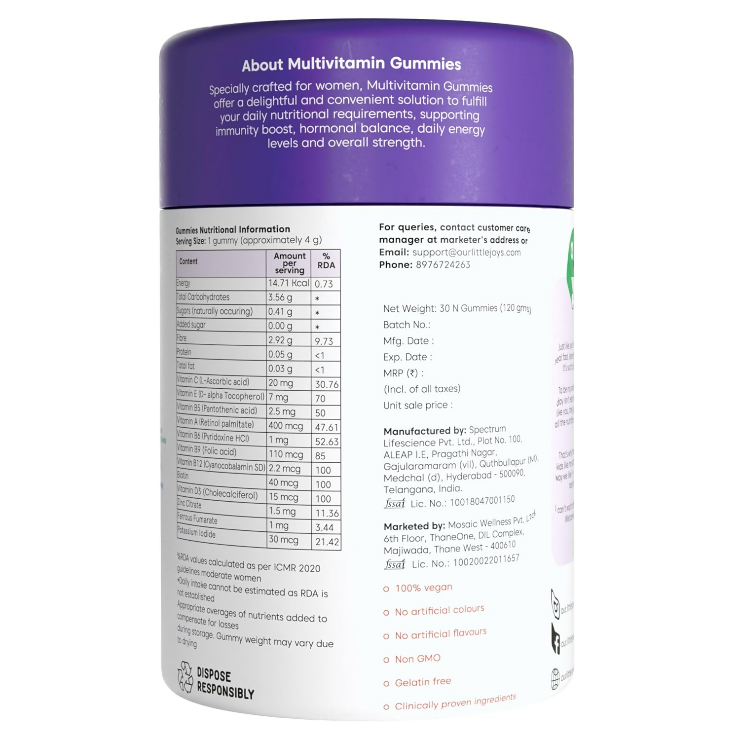 Little Joys Multivitamin Gummies For Mothers - Strawberry Flavor - Swadesiicart