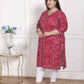 Miravan Women's Plus Size Bandhej Printed Rayon Kurta Magenta - Swadesiicart
