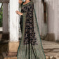Joban Fashion Navy Blue Crepe Chiffon Pure Handloom Banarasi Silk Saree | Swadesiicart