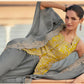 Anaita grey Chinon Readymade Shrug Suit with Heavy Embroidery Work