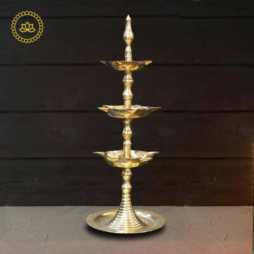 Brass Three-Step Diya - Swadesiicart