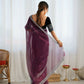 Attrctive Looking Gold Jari, Sequance Embroidery Work Twill Net Party Wear Saree - Wine