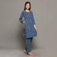 Breathables Blue Women Cotton Printed Loungewear Kurta And Pants Co-Ord Set I Night Wear | Butta Print