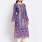 Myshka Women's Purple Printed Pashmeena Full Sleeve Round Neck Casual Kurta