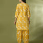 Myshka Women's Yellow Printed Cotton Round Neck Party Tunic With Trousers Co-ord set - Swadesiicart