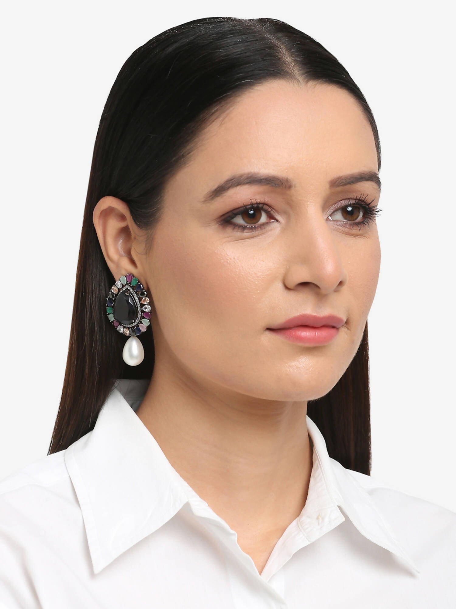 Multicoloured Contemporary Studs Earrings - Ruby Raang - Swadesiicart