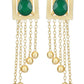 Joban Fashion Women Green Stone Golden Beats Matte Gold Earrings | Swadesiicart