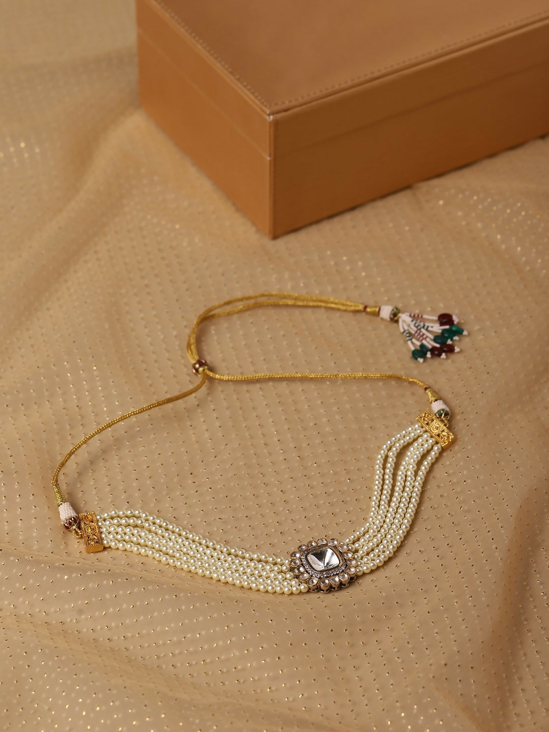 Pearl Kundan Choker- Ruby Raang | Swadesiicart
