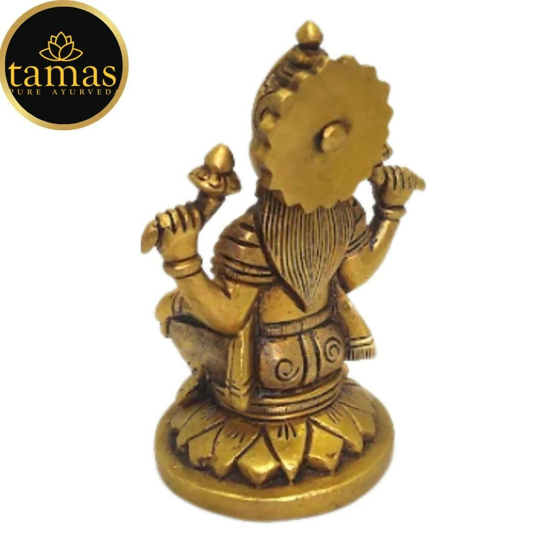 Tamas Brass Ganesh Lakshmi Statue | Golden Finish | Diwali Decor - Swadesiicart