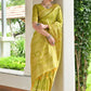 Vishnu Weaves Women's Mahendi Handloom Raw Silk Thread Weaving Saree with Blouse - Swadesiicart