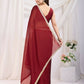 Maroon Rangoli Silk Solid, Lace Border Ready To Wear Saree - Kashvi | Swadesiicart