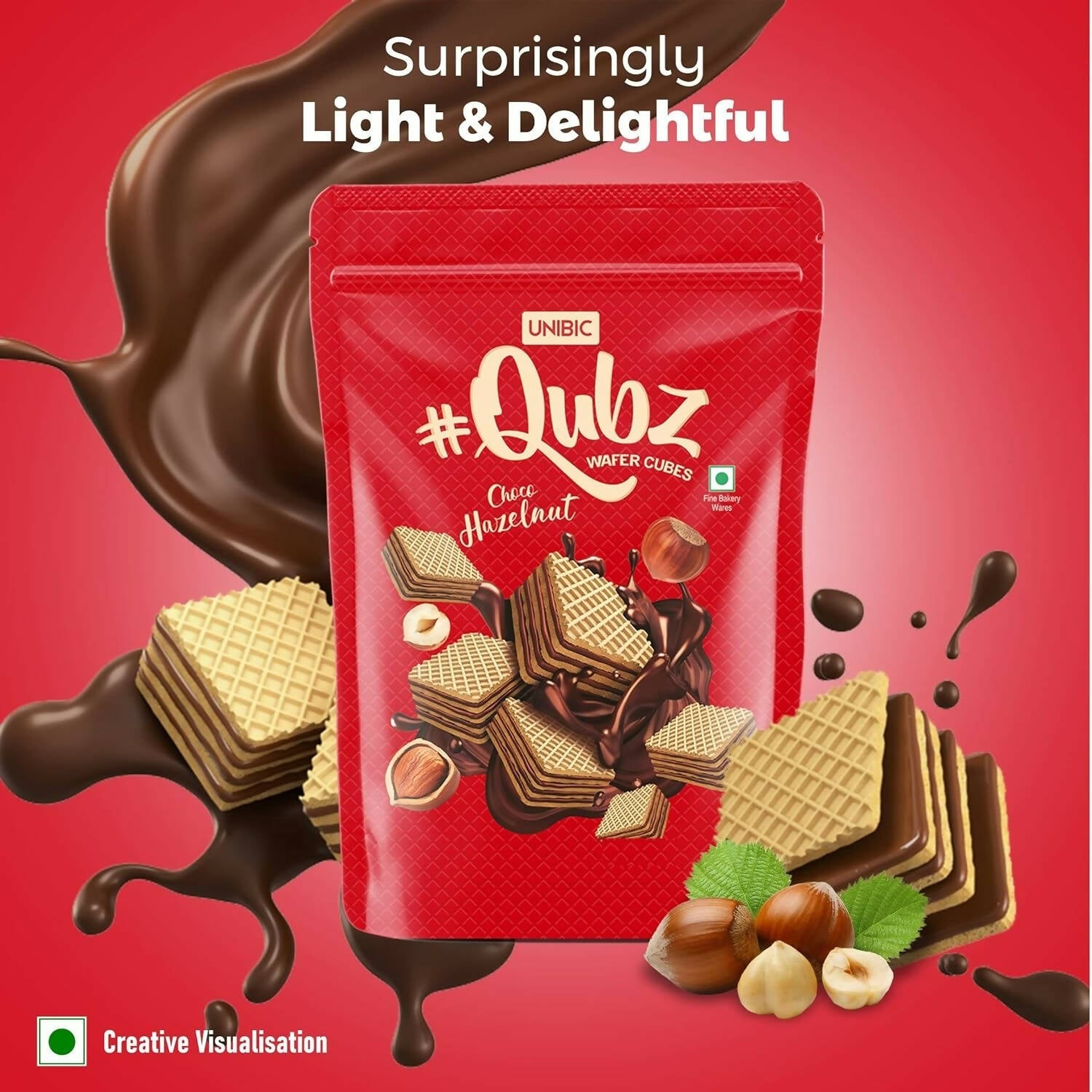 Unibic Qubz Wafer Biscuits Hazelnut Flavour - Swadesiicart